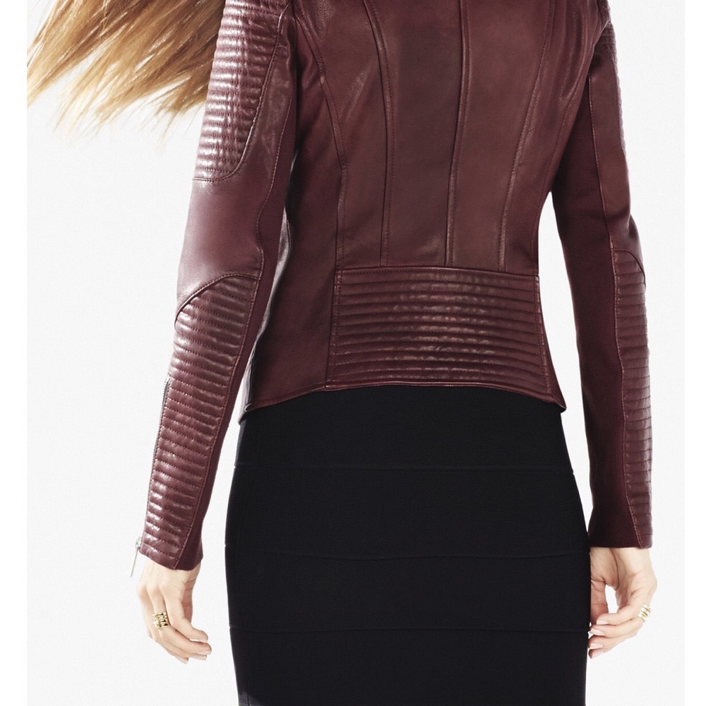 Bcbg Burgundy Leather Jacket - Picture 3 of 3